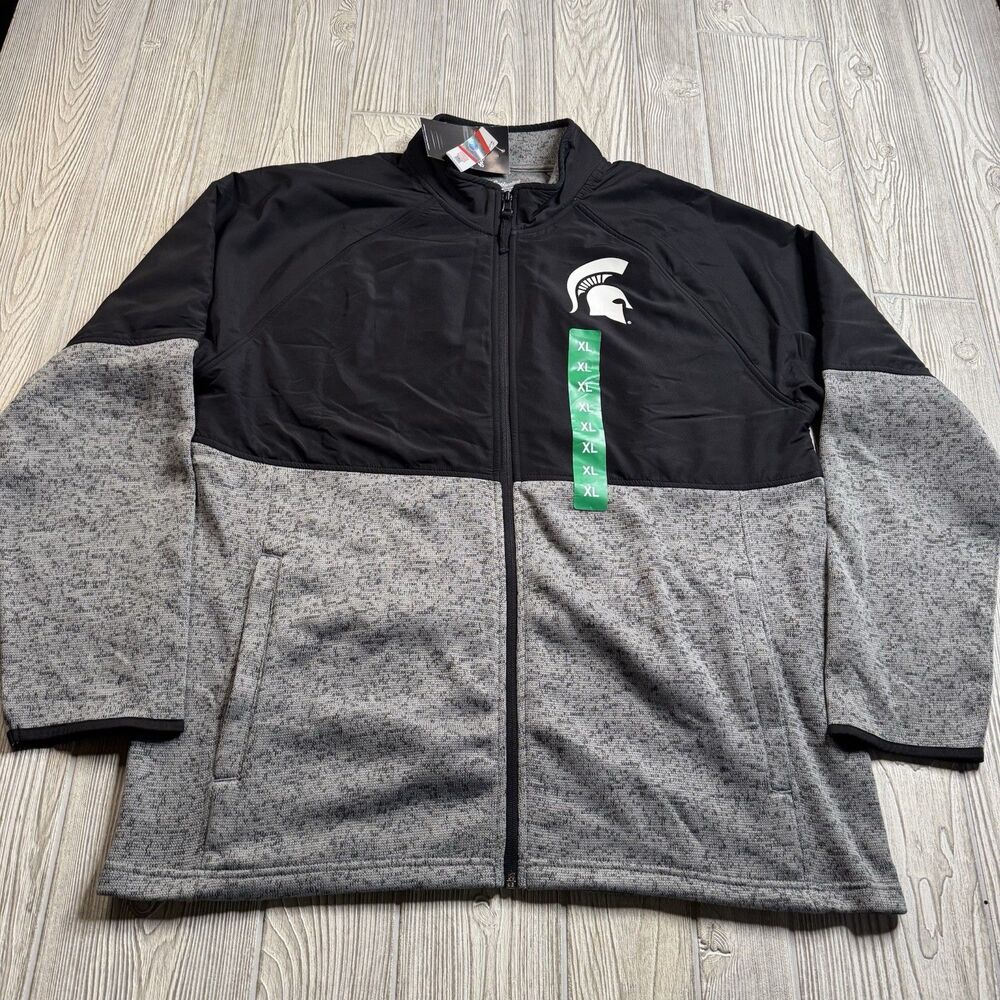 Michigan State Spartans Fleece Jacket Mens XL Logo Full Zip Captivating New